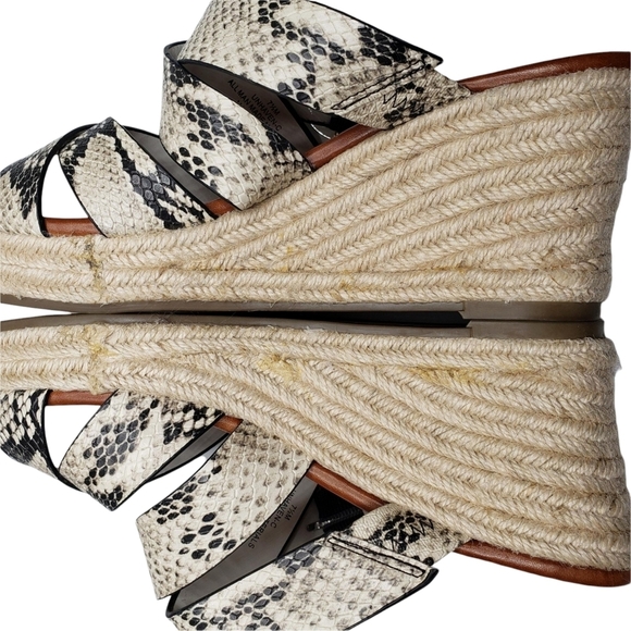 Unisa | Snake Skin Faux Leather Slip On Open Toe Espadrille Wedge Sandals 7.5 - Picture 7 of 11
